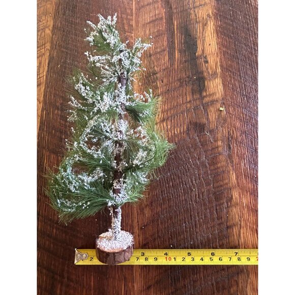 Vintage Lemax Christmas Snow Village Trees Set On Wooden Bases - Picture 15 of 16